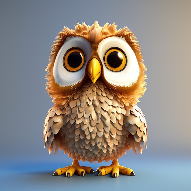 photo de hibou brun rendu 3d