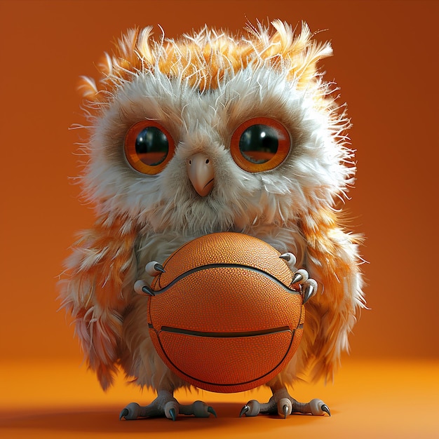 une photo d'un hibou tenant une balle