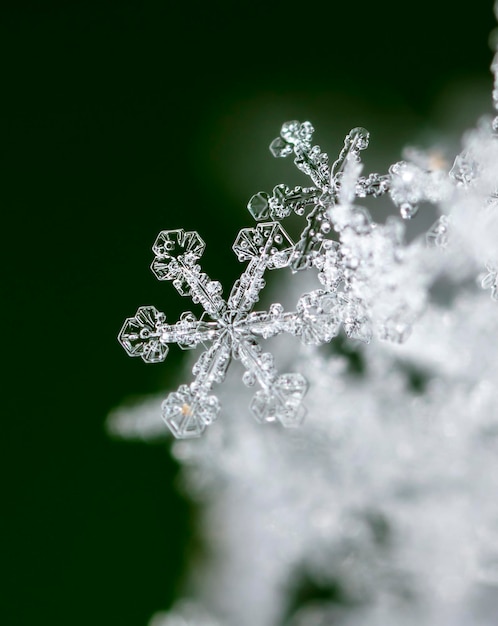 Photo photo d'hiver de flocons de neige dans la neige