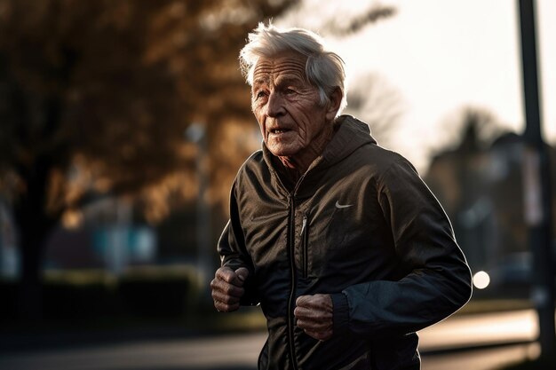 Photo d'un homme âgé pour sa course du matin créée avec une IA générative