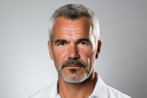 Une photo d'un homme aux cheveux gris et à la barbe.