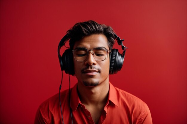 photo homme heureux écoutant de la musique avec les yeux fermés