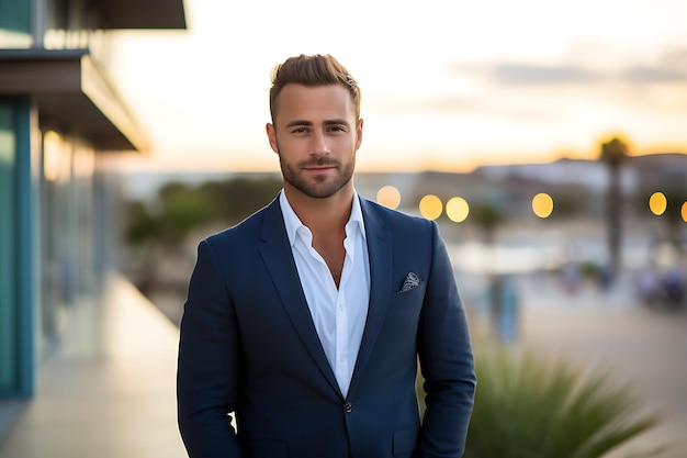 Photo d'un homme heureux sur un fond de studio blanc