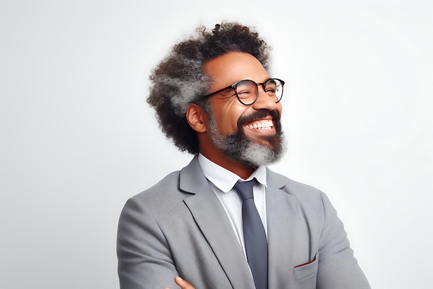 Photo d'un homme heureux sur un fond de studio blanc