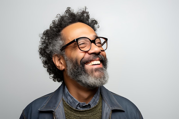 Photo d'un homme heureux sur un fond de studio blanc