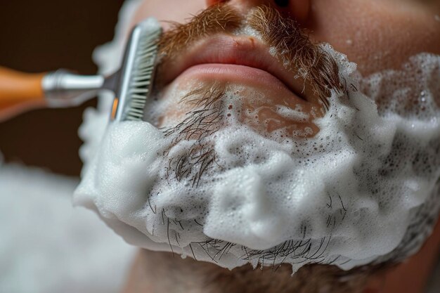photo d'un homme se rasant la barbe