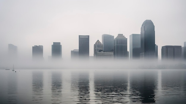 Une photo de l'horizon enveloppé dans la brume