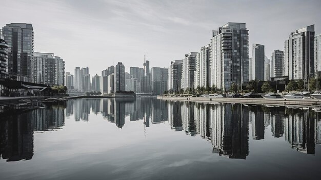 Une photo de l'horizon moderne au milieu du front de mer