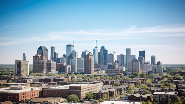 Une photo de l'horizon urbain par une journée claire