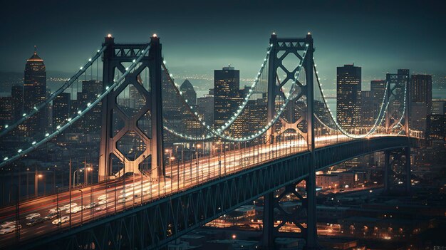 Une photo des horizons urbains avec des ponts majestueux