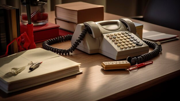 Photo une photo d'une horloge de bureau et de fournitures de bureau