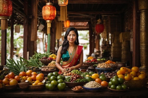 Photo hue vietnam 19 février 2016 femmes vendant des fruits sur le marché de rue à hue vietnam