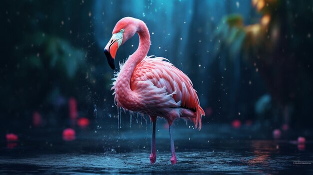 Photo hyperréaliste épique d'un fond d'écran hd flamant rose