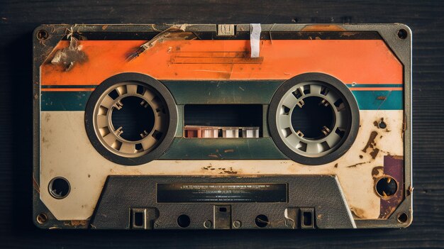 Photo d'IA générative d'une vieille cassette audio vintage objet nostalgique pour le design des années 80