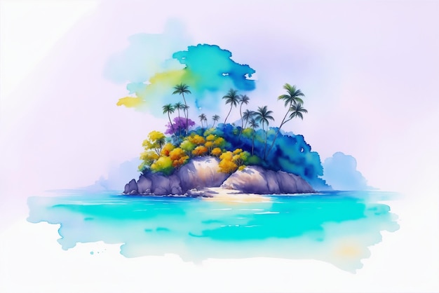 Photo de l'île préparée dans un style aquarelle
