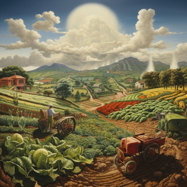 photo illustration agriculteur dans le domaine