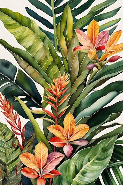 une photo d'illustration aquarelle carrée tropicale