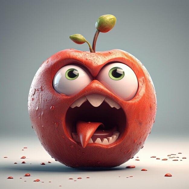 Photo illustration caractère pomme fruit isolé avec expression