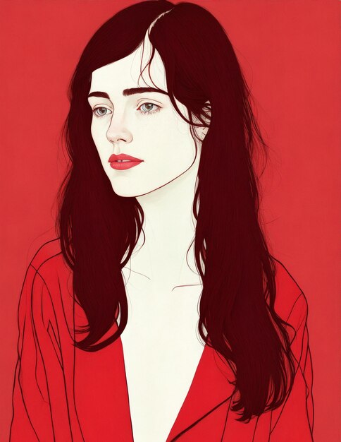 Photo une illustration d'une femme dans la vie quotidienne femme en rouge rouge