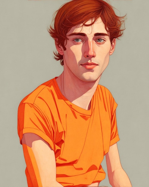 Photo une illustration d'un homme dans la vie quotidienne homme en orange rouge orange