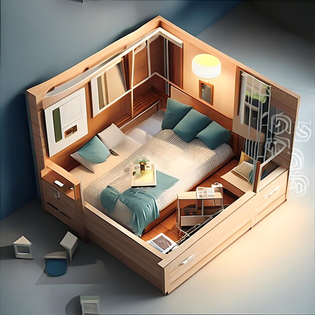 Photo illustration intérieur de la chambre dans une boîte