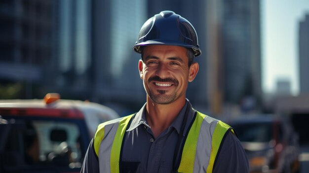 Photo ingénieur aviaire homme beau ou architecte à l'aspect de construction générée par l'IA