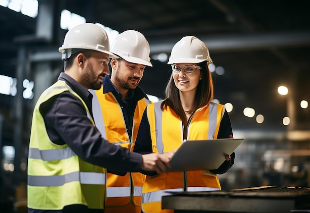 Photo des ingénieurs et des ouvriers du chantier de construction