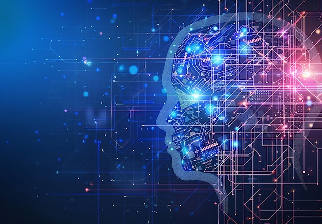 Photo d'intelligence artificielle technologie futuriste cerveau numérique ai arrière-plan