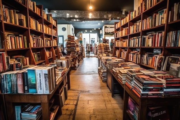 photo de l'intérieur d'une librairie vide Photographie générée par l'IA