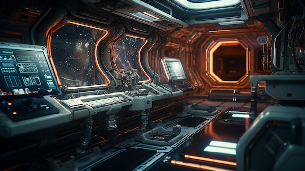 Photo photo de l'intérieur de la station spatiale