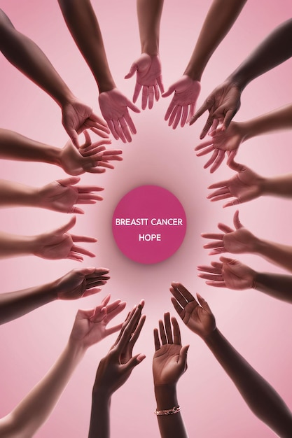 Photo photo internationale de femmes sensibilisées au cancer du sein avec le ruban rose