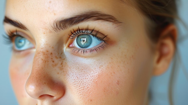 Une photo isolée d'une jeune femme avec des cercles sombres sous les yeux. Les ecchymoses sous les yeux peuvent être causées par la fatigue, la nervosité, le manque de sommeil et le stress.