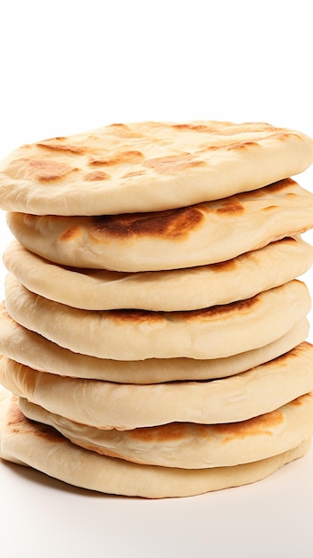 Photo photo isolée de pain arabe sur un fond blanc