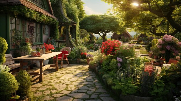 Une photo d'un jardin de chambres d'hôtes