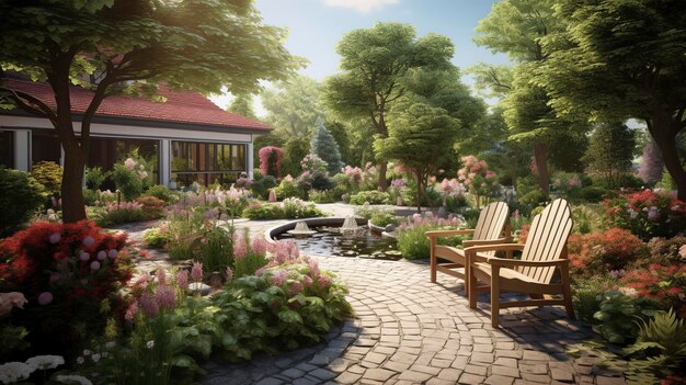 Une photo d'un jardin d'hospice offrant un cadre paisible