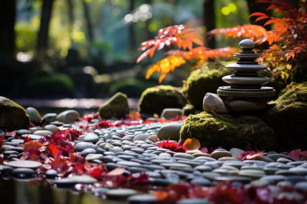 Photo photo d'un jardin de roches zen tranquille avec des cailloux ia générative