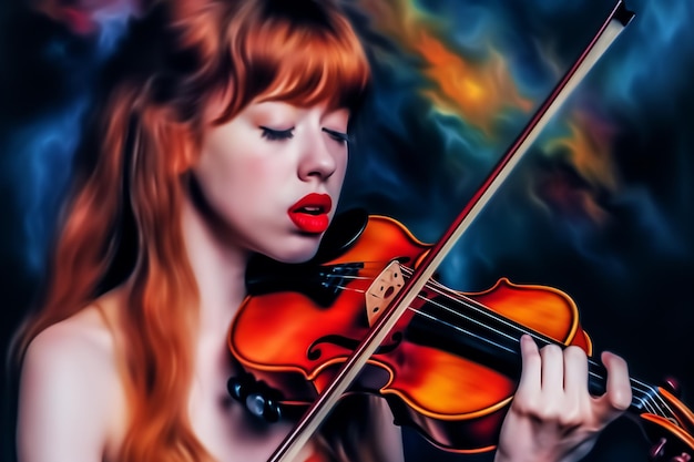 Photo jeune belle femme jouant du violon