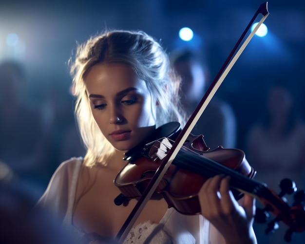 Photo photo jeune belle femme jouant du violon