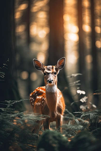 Photo d'un jeune cerf dans une forêt