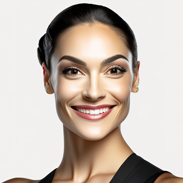 Photo d'une jeune femme brune avec une peau parfaite IA générative