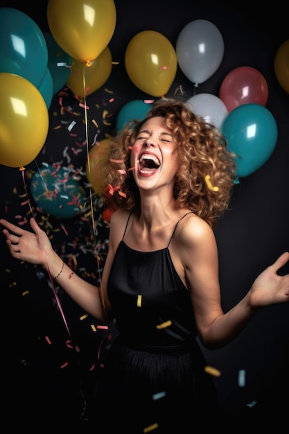 Photo d'une jeune femme célébrant après avoir remporté la loterie créée avec une IA générative