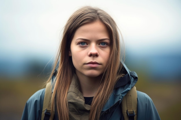 Photo d'une jeune femme écologiste debout à l'extérieur créée avec une IA générative