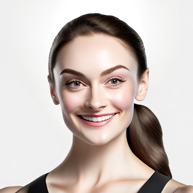 Photo d'une jeune femme heureuse avec une peau parfaite Generative AI