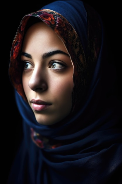 Une photo d'une jeune femme musulmane portant un hijab créée avec l'AI générative