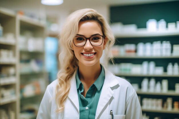 photo jeune femme pharmacienne à la pharmacie