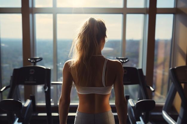 photo d'une jeune femme en salle de sport à New York dehors est le soleil