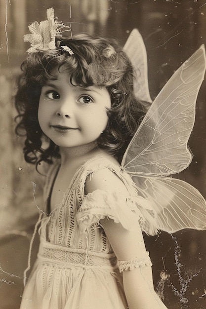 Une photo d'une jeune fille habillée en costume de fée.