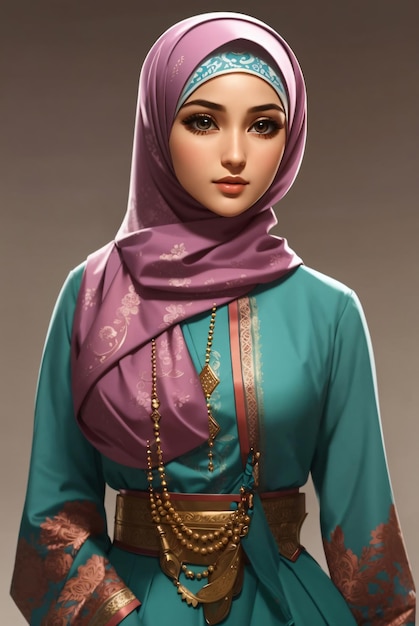 Photo d'une jeune fille islamique en hijab ai générative