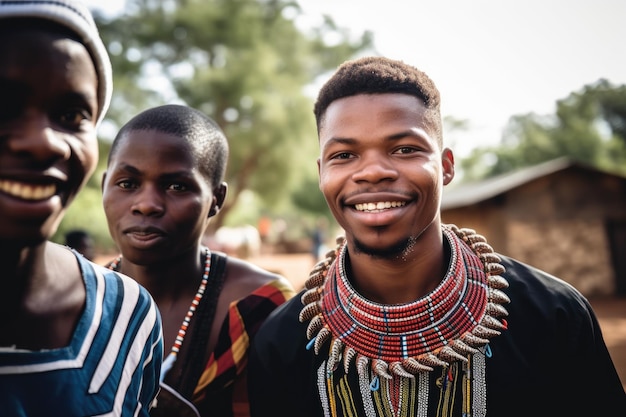 Photo d'un jeune homme avec des membres de la communauté créés avec une IA générative