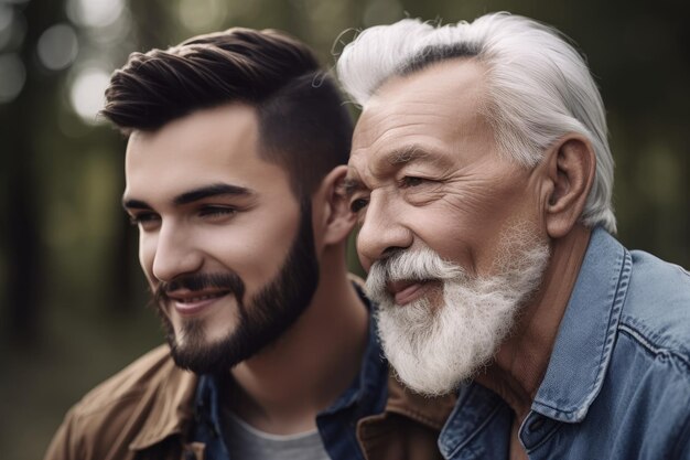 Photo photo d'un jeune homme avec son père aîné